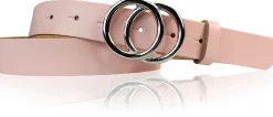 LEONORA: Damen Ledergürtel moderne Ringschnalle silber Echtledergürtel 3 cm