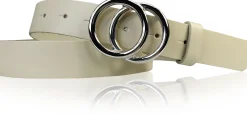LEONORA: Damen Ledergürtel moderne Ringschnalle silber Echtledergürtel 3 cm