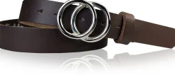 LEONORA: Damen Ledergürtel moderne Ringschnalle silber Echtledergürtel 3 cm