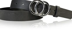 LEONORA: Damen Ledergürtel moderne Ringschnalle silber Echtledergürtel 3 cm
