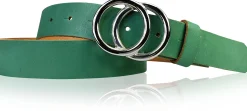 LEONORA: Damen Ledergürtel moderne Ringschnalle silber Echtledergürtel 3 cm