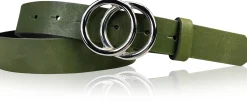 LEONORA: Damen Ledergürtel moderne Ringschnalle silber Echtledergürtel 3 cm