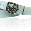 LILLE 2 Damen Ledergürtel 4 cm mit Lilien Gürtelschnalle, französische Lilie, echt Leder