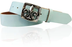 LILLE 2 Damen Ledergürtel 4 cm mit Lilien Gürtelschnalle, französische Lilie, echt Leder