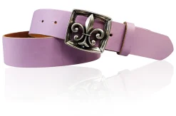 LILLE 2 Damen Ledergürtel 4 cm mit Lilien Gürtelschnalle, französische Lilie, echt Leder