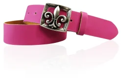 LILLE 2 Damen Ledergürtel 4 cm mit Lilien Gürtelschnalle, französische Lilie, echt Leder