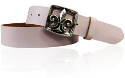 LILLE 2 Damen Ledergürtel 4 cm mit Lilien Gürtelschnalle, französische Lilie, echt Leder