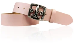 LILLE 2 Damen Ledergürtel 4 cm mit Lilien Gürtelschnalle, französische Lilie, echt Leder