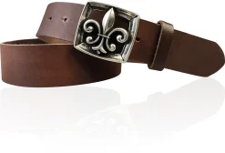 LILLE 2 Damen Ledergürtel 4 cm mit Lilien Gürtelschnalle, französische Lilie, echt Leder