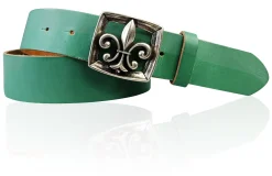 LILLE 2 Damen Ledergürtel 4 cm mit Lilien Gürtelschnalle, französische Lilie, echt Leder