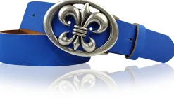 LILLE: Damen Ledergürtel 4 cm mit Lilien Gürtelschnalle, französische Lilie, Ledergürtel