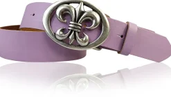 LILLE: Damen Ledergürtel 4 cm mit Lilien Gürtelschnalle, französische Lilie, Ledergürtel