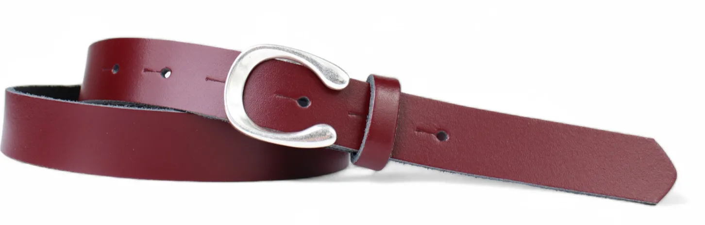 MADRID modischer Damen Ledergürtel, 2,2 cm, Hufeisen Form, echt versilbert