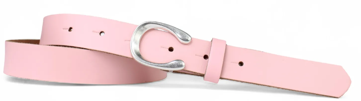 MADRID modischer Damen Ledergürtel, 2,2 cm, Hufeisen Form, echt versilbert