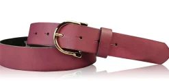 MELANIE 3: Damen Ledergürtel 3,5 cm vergoldete Hufeisen Gürtelschnalle, echt Leder