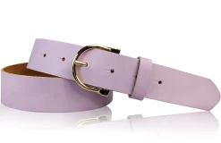 MELANIE 3: Damen Ledergürtel 3,5 cm vergoldete Hufeisen Gürtelschnalle, echt Leder