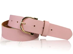 MELANIE 3: Damen Ledergürtel 3,5 cm vergoldete Hufeisen Gürtelschnalle, echt Leder