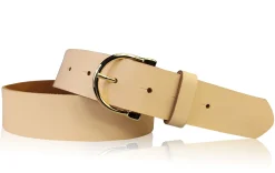 MELANIE 3: Damen Ledergürtel 3,5 cm vergoldete Hufeisen Gürtelschnalle, echt Leder