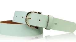 MELANIE 3: Damen Ledergürtel 3,5 cm vergoldete Hufeisen Gürtelschnalle, echt Leder