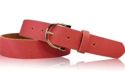 MELANIE 3: Damen Ledergürtel 3,5 cm vergoldete Hufeisen Gürtelschnalle, echt Leder