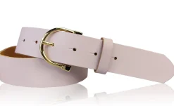 MELANIE 3: Damen Ledergürtel 3,5 cm vergoldete Hufeisen Gürtelschnalle, echt Leder