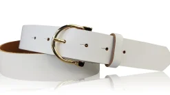 MELANIE 3: Damen Ledergürtel 3,5 cm vergoldete Hufeisen Gürtelschnalle, echt Leder