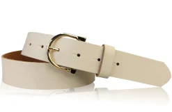 MELANIE 3: Damen Ledergürtel 3,5 cm vergoldete Hufeisen Gürtelschnalle, echt Leder