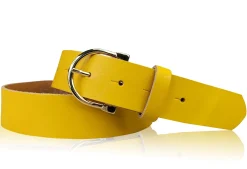 MELANIE 3: Damen Ledergürtel 3,5 cm vergoldete Hufeisen Gürtelschnalle, echt Leder