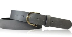 MELANIE 3: Damen Ledergürtel 3,5 cm vergoldete Hufeisen Gürtelschnalle, echt Leder