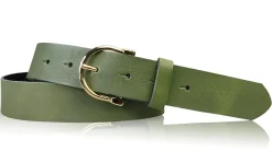 MELANIE 3: Damen Ledergürtel 3,5 cm vergoldete Hufeisen Gürtelschnalle, echt Leder