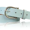 MELANIE Damen Ledergürtel Echtleder 3,5 cm Dornschnalle altsilber