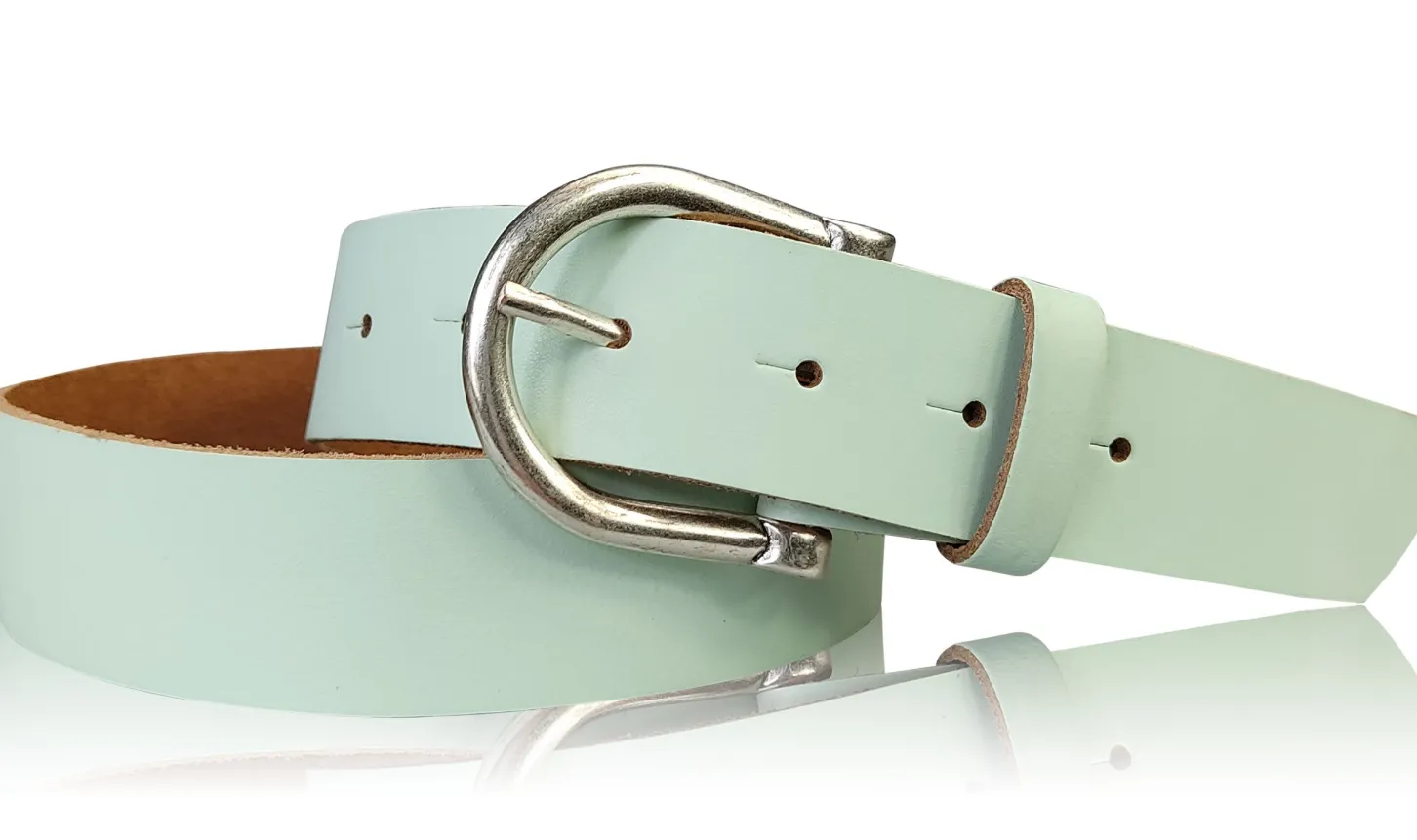 MELANIE Damen Ledergürtel Echtleder 3,5 cm Dornschnalle altsilber