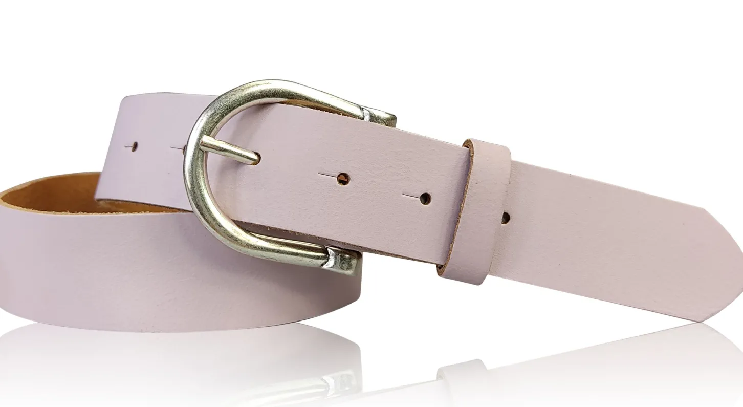 MELANIE Damen Ledergürtel Echtleder 3,5 cm Dornschnalle altsilber