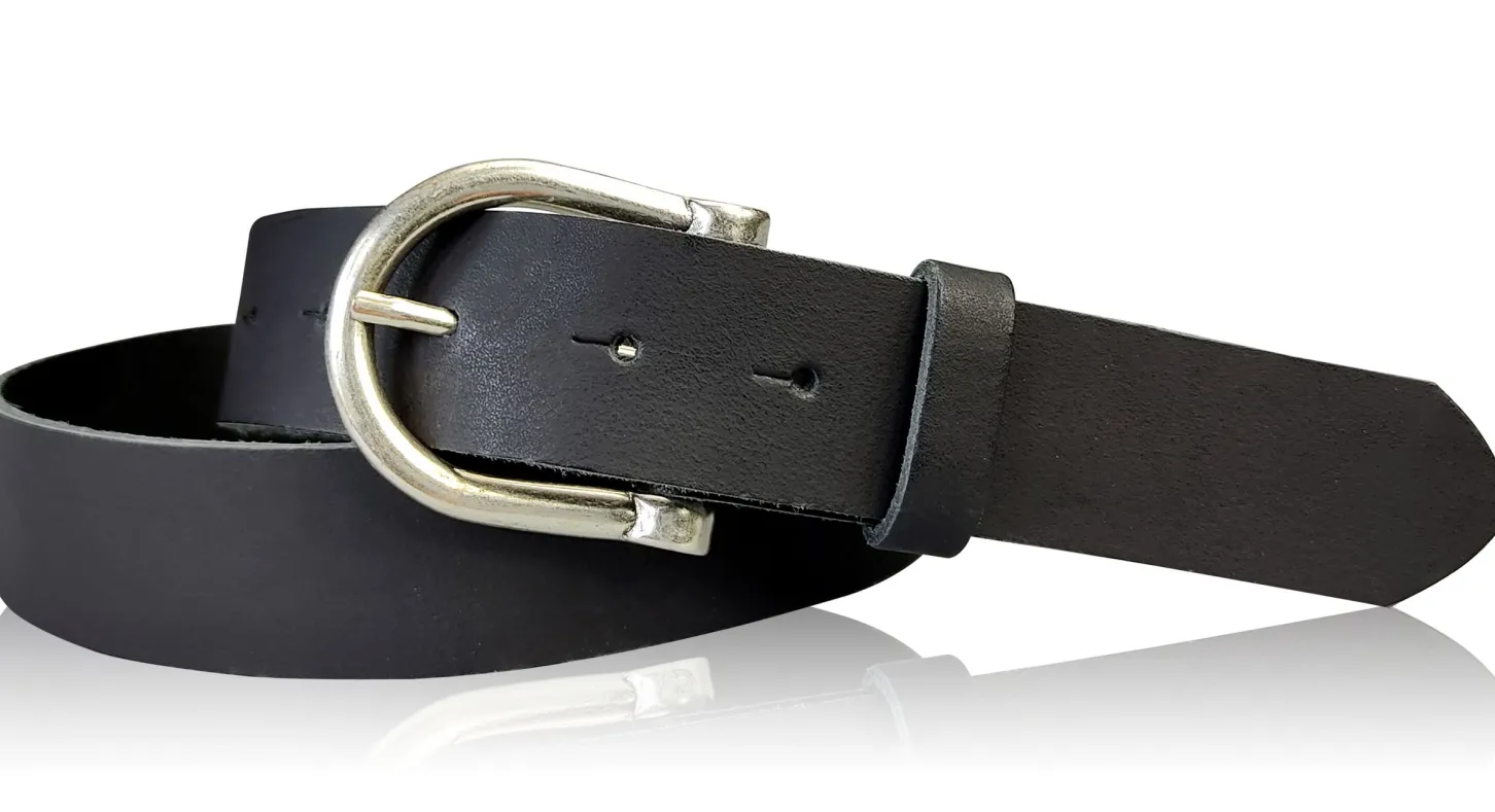MELANIE Damen Ledergürtel Echtleder 3,5 cm Dornschnalle altsilber