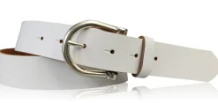 MELANIE Damen Ledergürtel Echtleder 3,5 cm Dornschnalle altsilber