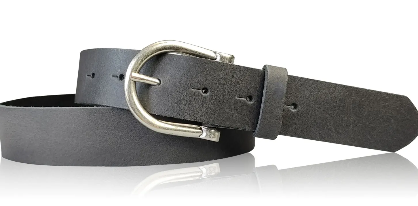 MELANIE Damen Ledergürtel Echtleder 3,5 cm Dornschnalle altsilber