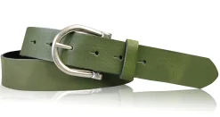 MELANIE Damen Ledergürtel Echtleder 3,5 cm Dornschnalle altsilber