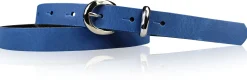 MIA: schmaler Damen Ledergürtel 2 cm, silbern glänzende Gürtelschnalle und Schlaufe, echt Leder