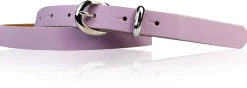 MIA: schmaler Damen Ledergürtel 2 cm, silbern glänzende Gürtelschnalle und Schlaufe, echt Leder