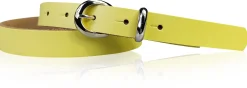 MIA: schmaler Damen Ledergürtel 2 cm, silbern glänzende Gürtelschnalle und Schlaufe, echt Leder