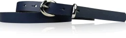 MIA: schmaler Damen Ledergürtel 2 cm, silbern glänzende Gürtelschnalle und Schlaufe, echt Leder