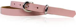 MIA: schmaler Damen Ledergürtel 2 cm, silbern glänzende Gürtelschnalle und Schlaufe, echt Leder
