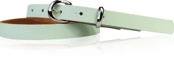 MIA: schmaler Damen Ledergürtel 2 cm, silbern glänzende Gürtelschnalle und Schlaufe, echt Leder