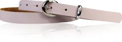 MIA: schmaler Damen Ledergürtel 2 cm, silbern glänzende Gürtelschnalle und Schlaufe, echt Leder