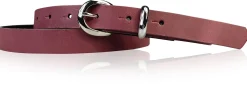 MIA: schmaler Damen Ledergürtel 2 cm, silbern glänzende Gürtelschnalle und Schlaufe, echt Leder