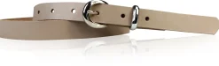MIA: schmaler Damen Ledergürtel 2 cm, silbern glänzende Gürtelschnalle und Schlaufe, echt Leder