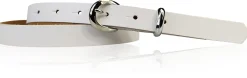 MIA: schmaler Damen Ledergürtel 2 cm, silbern glänzende Gürtelschnalle und Schlaufe, echt Leder