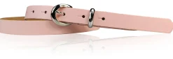 MIA: schmaler Damen Ledergürtel 2 cm, silbern glänzende Gürtelschnalle und Schlaufe, echt Leder