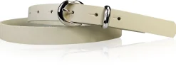 MIA: schmaler Damen Ledergürtel 2 cm, silbern glänzende Gürtelschnalle und Schlaufe, echt Leder