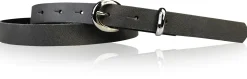 MIA: schmaler Damen Ledergürtel 2 cm, silbern glänzende Gürtelschnalle und Schlaufe, echt Leder